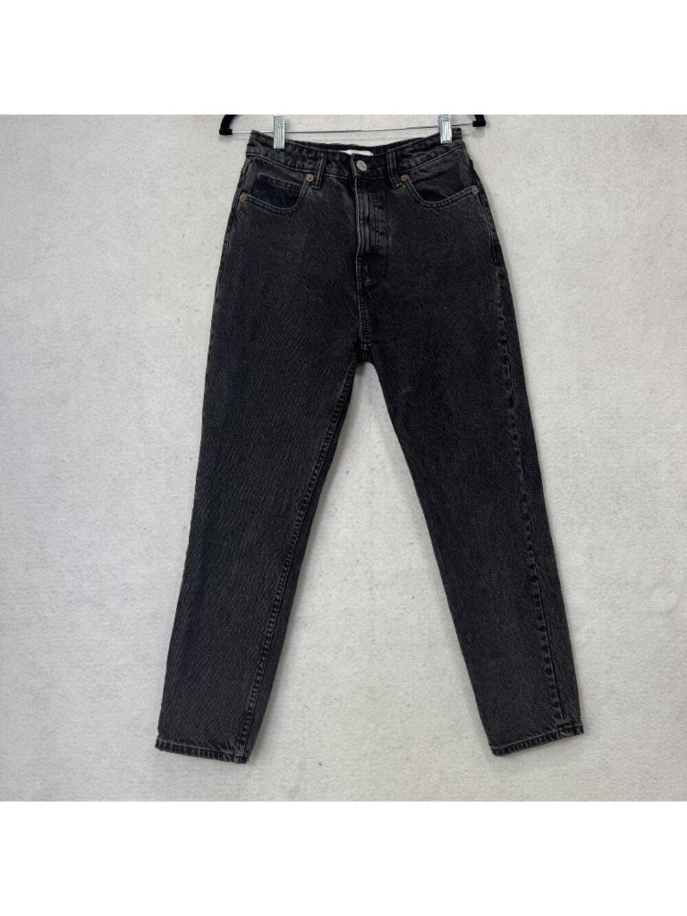 Zara Jeans Womens 4 Black Charcoal Wash High Rise Mom Relaxed Denim Pants